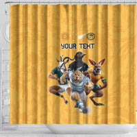 Custom Rugby Southern Hemisphere Shower Curtain Argentina AUNZ South Africa Mascot Gold LT9 - Polynesian Pride