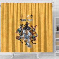 Custom Rugby Southern Hemisphere Shower Curtain Argentina AUNZ South Africa Mascot Gold LT9 - Polynesian Pride