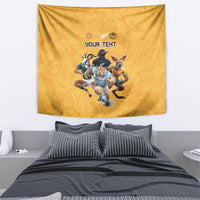 Custom Rugby Southern Hemisphere Tapestry Argentina AUNZ South Africa Mascot Gold - Polynesian Pride