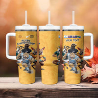 Custom Rugby Southern Hemisphere Tumbler With Handle Argentina AUNZ South Africa Mascot Gold LT9 - Polynesian Pride