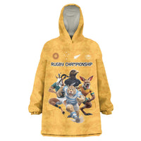 Custom Rugby Southern Hemisphere Wearable Blanket Hoodie Argentina AUNZ South Africa Mascot Gold - Polynesian Pride