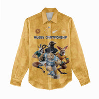 Custom Rugby Southern Hemisphere Women Casual Shirt Argentina AUNZ South Africa Mascot Gold - Polynesian Pride