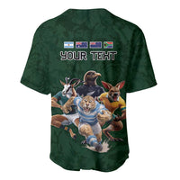 Custom Rugby Southern Hemisphere Baseball Jersey Argentina AUNZ South Africa Mascot Green LT9 - Polynesian Pride