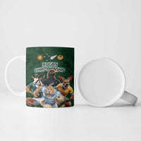 Custom Rugby Southern Hemisphere Ceramic Mug Argentina AUNZ South Africa Mascot Green - Polynesian Pride