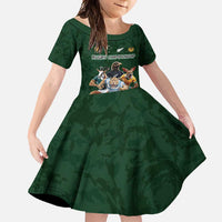 Custom Rugby Southern Hemisphere Family Matching Mermaid Dress and Hawaiian Shirt Argentina AUNZ South Africa Mascot Green - Polynesian Pride