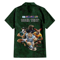 Custom Rugby Southern Hemisphere Family Matching Tank Maxi Dress and Hawaiian Shirt Argentina AUNZ South Africa Mascot Green - Polynesian Pride