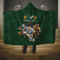 Custom Rugby Southern Hemisphere Hooded Blanket Argentina AUNZ South Africa Mascot Green - Polynesian Pride