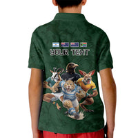 Custom Rugby Southern Hemisphere Kid Polo Shirt Argentina AUNZ South Africa Mascot Green - Polynesian Pride