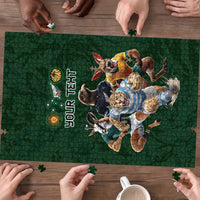 Custom Rugby Southern Hemisphere Puzzle Argentina AUNZ South Africa Mascot Green - Polynesian Pride