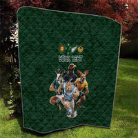 Custom Rugby Southern Hemisphere Quilt Argentina AUNZ South Africa Mascot Green - Polynesian Pride