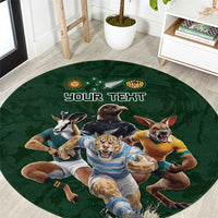 Custom Rugby Southern Hemisphere Round Carpet Argentina AUNZ South Africa Mascot Green LT9 Green - Polynesian Pride