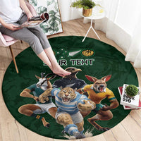 Custom Rugby Southern Hemisphere Round Carpet Argentina AUNZ South Africa Mascot Green LT9 - Polynesian Pride