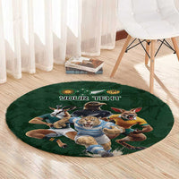 Custom Rugby Southern Hemisphere Round Carpet Argentina AUNZ South Africa Mascot Green LT9 - Polynesian Pride