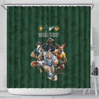Custom Rugby Southern Hemisphere Shower Curtain Argentina AUNZ South Africa Mascot Green - Polynesian Pride