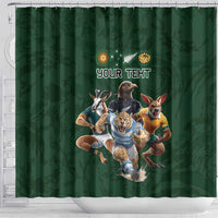 Custom Rugby Southern Hemisphere Shower Curtain Argentina AUNZ South Africa Mascot Green - Polynesian Pride