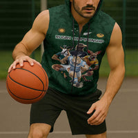 Custom Rugby Southern Hemisphere Sleeveless Zip Hoodie Argentina AUNZ South Africa Mascot Green - Polynesian Pride