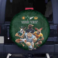 Custom Rugby Southern Hemisphere Spare Tire Cover Argentina AUNZ South Africa Mascot Green - Polynesian Pride
