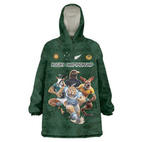 Custom Rugby Southern Hemisphere Wearable Blanket Hoodie Argentina AUNZ South Africa Mascot Green - Polynesian Pride