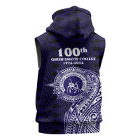 Tonga Queen Salote College 100th Years Sleeveless Zip Hoodie Est 1926 Tongan Ngatu Tapa LT9 - Polynesian Pride