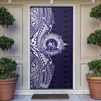 Tonga Queen Salote College 100th Years Door Cover Blue Tonga Kupesi Uniquely Pacific Art - Polynesian Pride