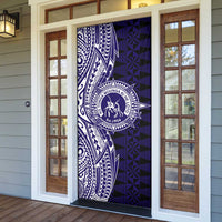 Tonga Queen Salote College 100th Years Door Cover Blue Tonga Kupesi Uniquely Pacific Art - Polynesian Pride