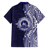 Tonga Queen Salote College 100th Years Family Matching Short Sleeve Bodycon Dress and Hawaiian Shirt Blue Tonga Kupesi Uniquely Pacific Art LT9 - Polynesian Pride