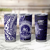 Tonga Queen Salote College 100th Years Tumbler Cup Blue Tonga Kupesi Uniquely Pacific Art - Polynesian Pride