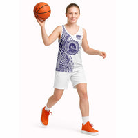Tonga Queen Salote College 100th Years Basketball Jersey White Tonga Kupesi Uniquely Pacific Art - Polynesian Pride