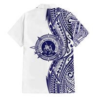 Tonga Queen Salote College 100th Years Family Matching Off Shoulder Short Dress and Hawaiian Shirt White Tonga Kupesi Uniquely Pacific Art LT9 - Polynesian Pride