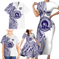 Tonga Queen Salote College 100th Years Family Matching Short Sleeve Bodycon Dress and Hawaiian Shirt White Tonga Kupesi Uniquely Pacific Art LT9 - Polynesian Pride