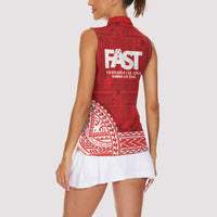 Samoa FAST Women Sleeveless Polo Shirt Samoan Motif Patterns - Polynesian Pride