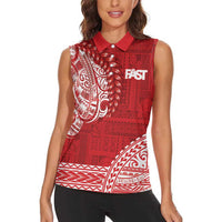 Samoa FAST Women Sleeveless Polo Shirt Samoan Motif Patterns - Polynesian Pride