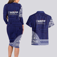 Samoa HRPP Couples Matching Long Sleeve Bodycon Dress and Hawaiian Shirt Samoan Motif Patterns - Polynesian Pride
