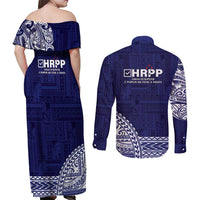 Samoa HRPP Couples Matching Off Shoulder Maxi Dress and Long Sleeve Button Shirt Samoan Motif Patterns LT9 - Polynesian Pride