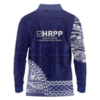 Samoa HRPP Long Sleeve Polo Shirt Samoan Motif Patterns - Polynesian Pride