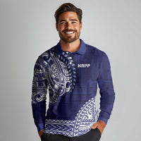 Samoa HRPP Long Sleeve Polo Shirt Samoan Motif Patterns - Polynesian Pride