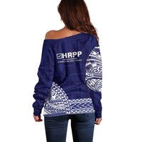 Samoa HRPP Off Shoulder Sweater Samoan Motif Patterns - Polynesian Pride