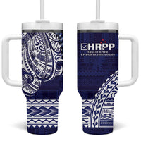 Samoa HRPP Tumbler With Handle Samoan Motif Patterns LT9 One Size: 40 oz Blue - Polynesian Pride