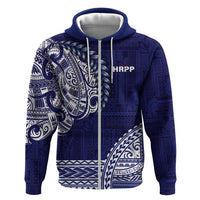 Samoa HRPP Zip Hoodie Samoan Motif Patterns LT9 Zip Hoodie Blue - Polynesian Pride