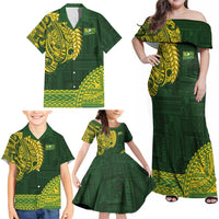 Samoa SUP Family Matching Off Shoulder Maxi Dress and Hawaiian Shirt Samoan Motif Patterns - Polynesian Pride