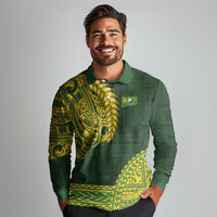 Samoa SUP Long Sleeve Polo Shirt Samoan Motif Patterns - Polynesian Pride