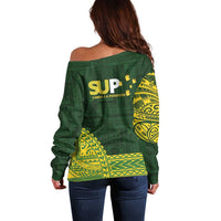 Samoa SUP Off Shoulder Sweater Samoan Motif Patterns - Polynesian Pride