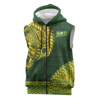 Samoa SUP Sleeveless Zip Hoodie Samoan Motif Patterns LT9 Green - Polynesian Pride