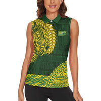 Samoa SUP Women Sleeveless Polo Shirt Samoan Motif Patterns - Polynesian Pride