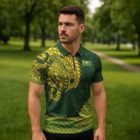 Samoa SUP Zipper Polo Shirt Samoan Motif Patterns - Polynesian Pride