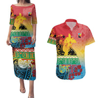 Personalised Torba PNG Day Couples Matching Puletasi and Hawaiian Shirt Oro Tapa Pattern - Polynesian Pride