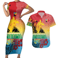 Personalised Torba PNG Day Couples Matching Short Sleeve Bodycon Dress and Hawaiian Shirt Oro Tapa Pattern - Polynesian Pride