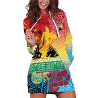 Personalised Torba PNG Day Hoodie Dress Oro Tapa Pattern - Polynesian Pride