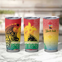 Personalised Torba PNG Day Tumbler Cup Oro Tapa Pattern - Polynesian Pride
