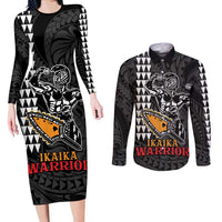 Aloha Spirit Ikaika Warrior Helmet Couples Matching Long Sleeve Bodycon Dress and Long Sleeve Button Shirt